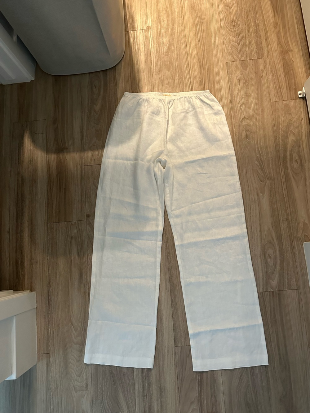 DONNI. Straight-Leg White Linen-Blend Jeans